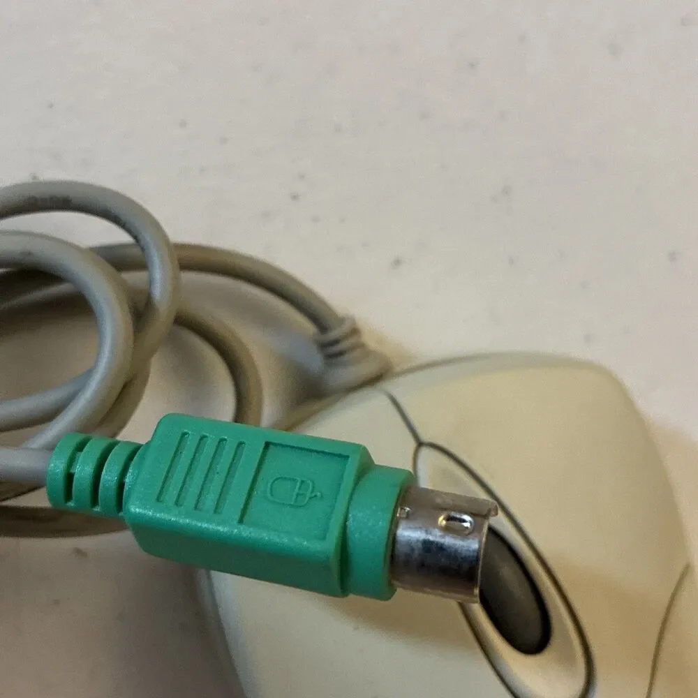 Vintage Key Tronic P801 PS2 3 Button Ball Mouse Scroll Wheel Wired